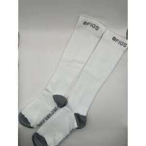 2 Pairs FIGS Compression Socks White 100% Awesome Size Large